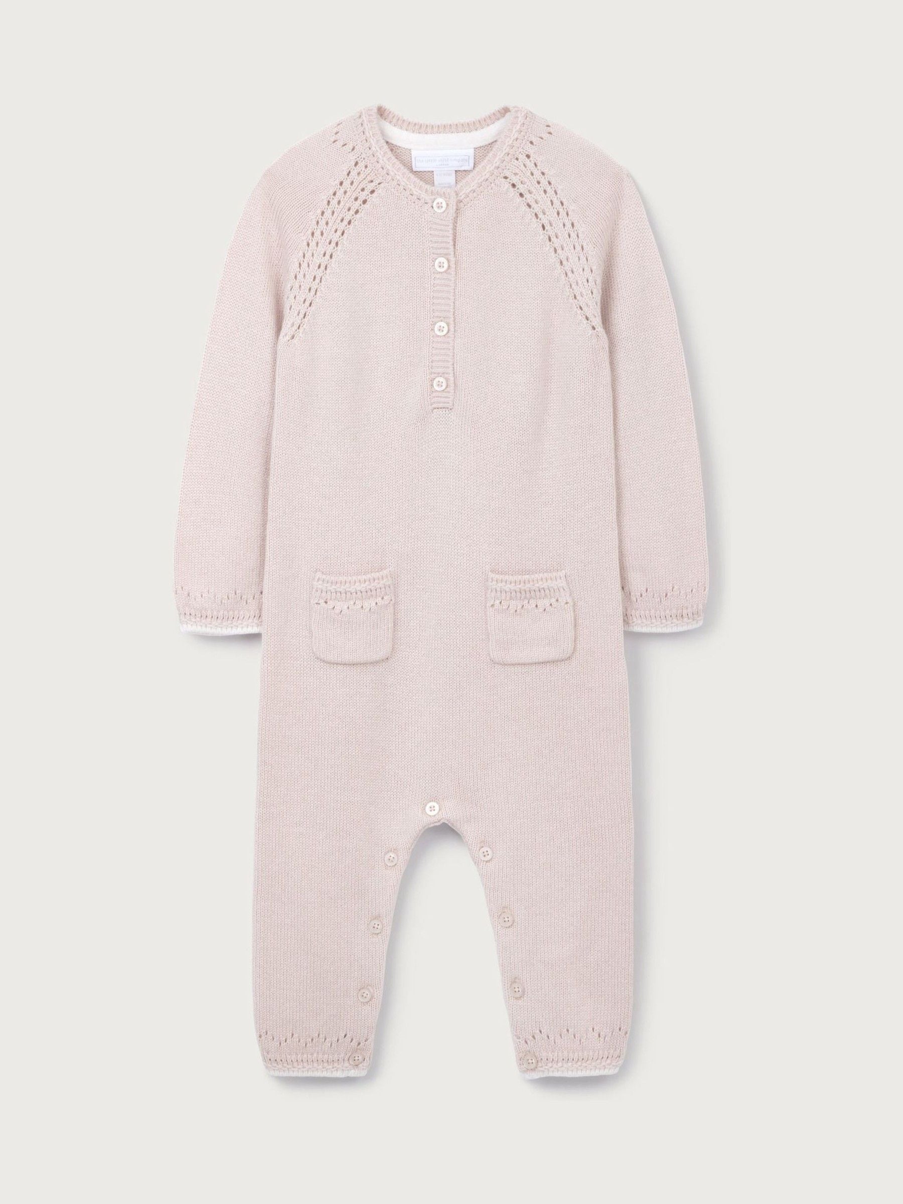 The White Company Pink Baby Pointelle Knitted Romper With Cashmere image 4