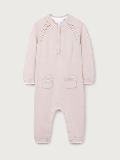 The White Company Pink Baby Pointelle Knitted Romper With Cashmere image 4
