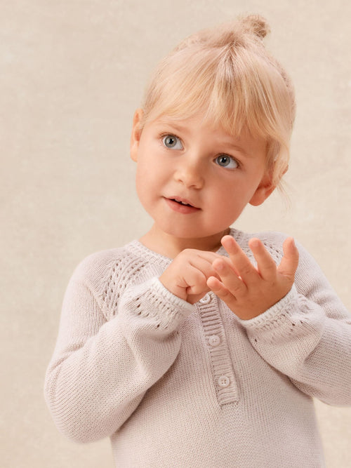 The White Company Pink Baby Pointelle Knitted Romper With Cashmere image 1