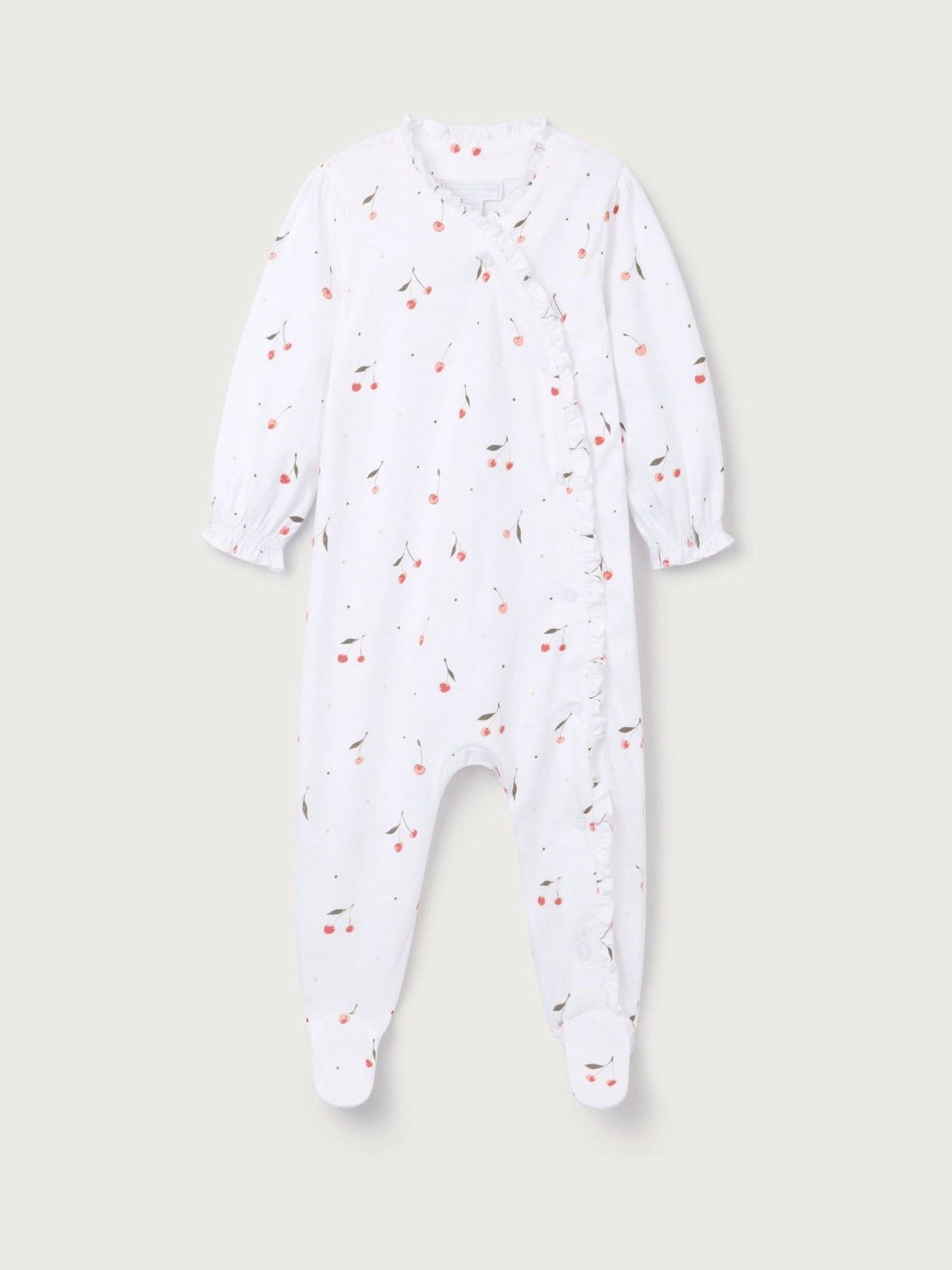 The White Company Pink Cotton Cherry Frill Wrap Sleepsuit image 5