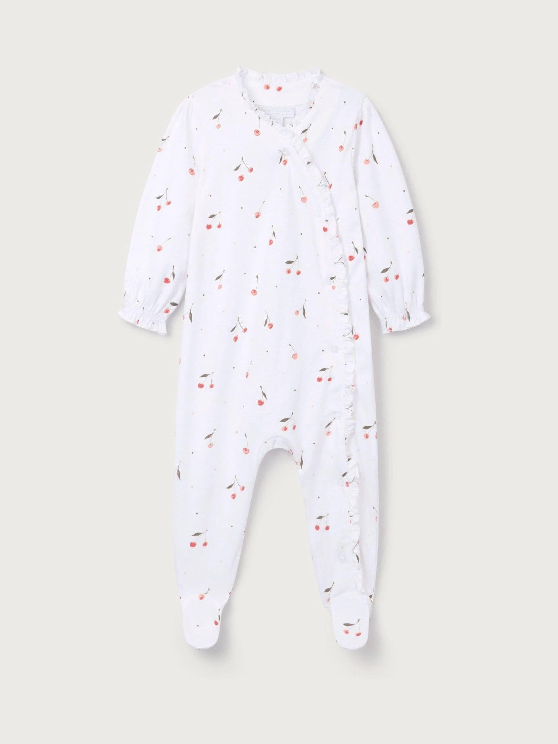 The White Company Pink Cotton Cherry Frill Wrap Sleepsuit image 5