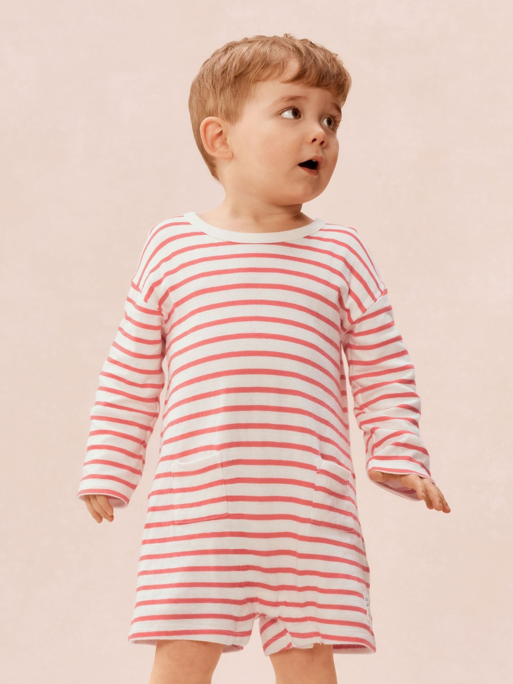 The White Company Red Baby Cotton Sun Sand Little Surfer Romper image 2