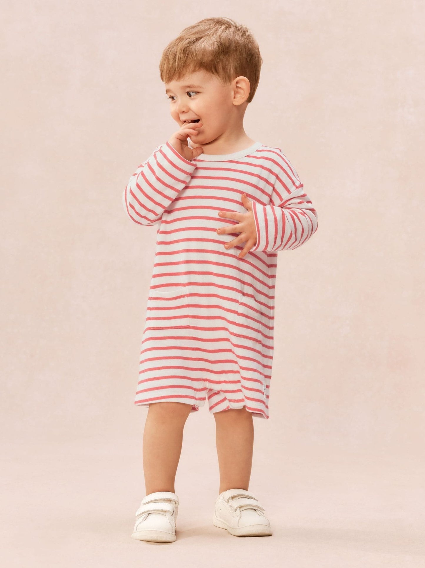 The White Company Red Baby Cotton Sun Sand Little Surfer Romper image 1