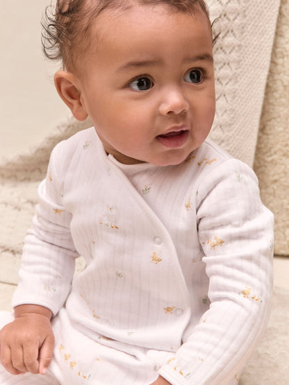 The White Company White Quilted Cotton Blend Walking Ducklings Wrap Sleepsuit image 2