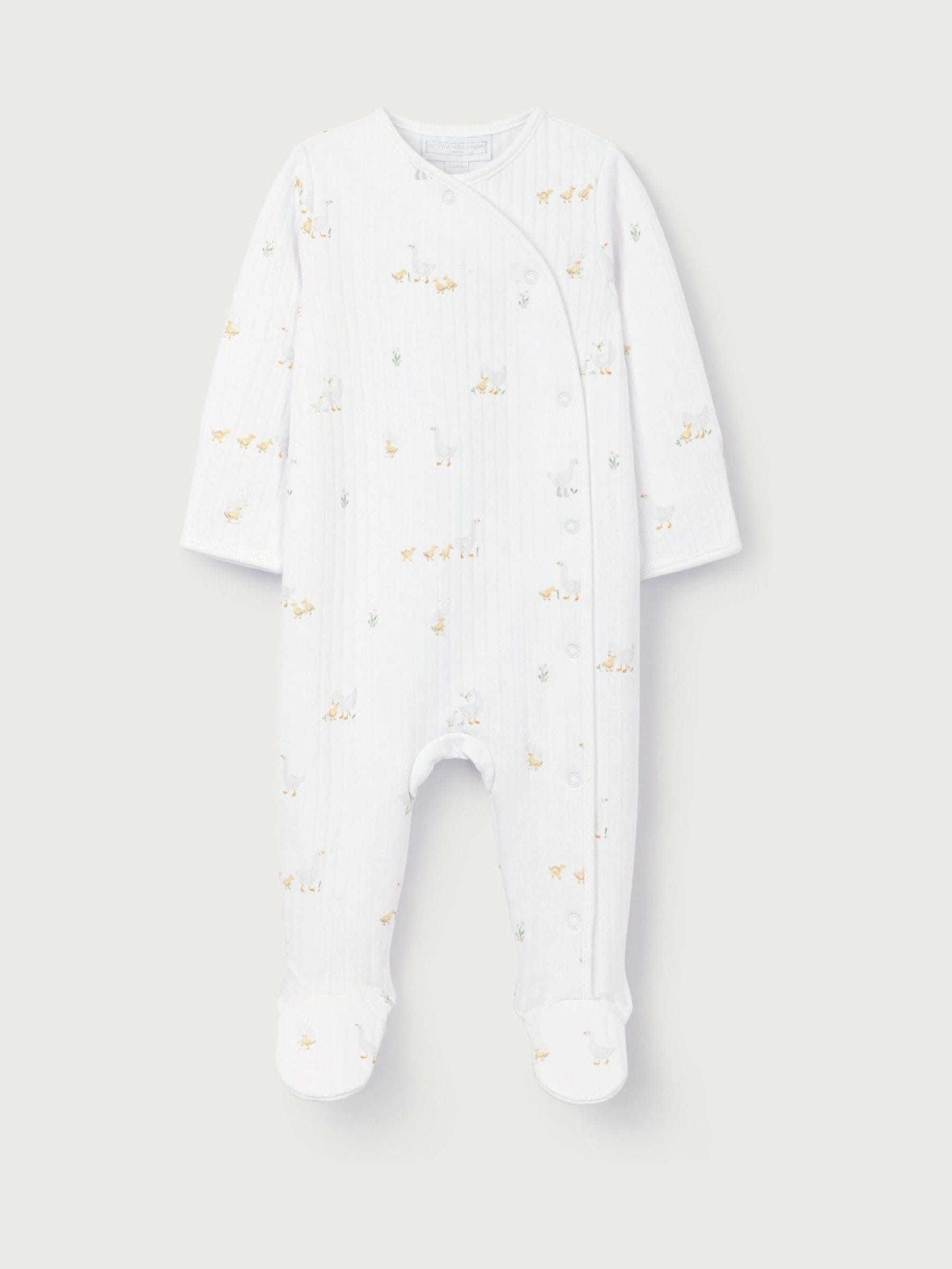 The White Company White Quilted Cotton Blend Walking Ducklings Wrap Sleepsuit image 4