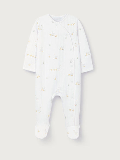 The White Company White Quilted Cotton Blend Walking Ducklings Wrap Sleepsuit image 4