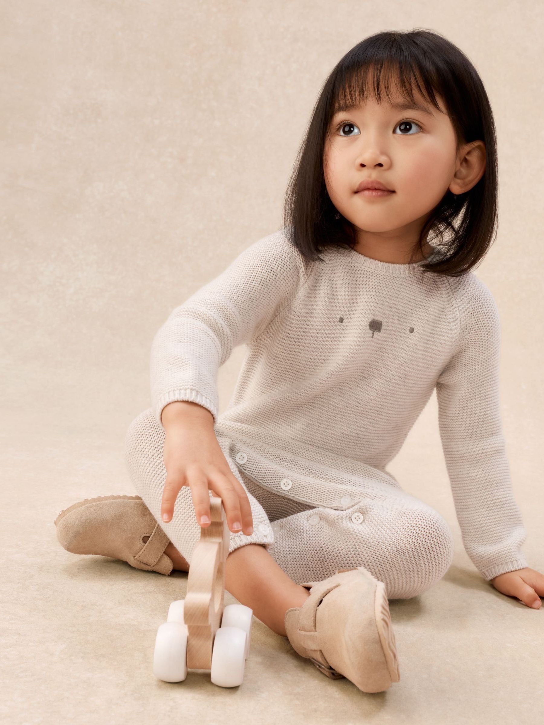 The White Company Cream Bear Romper With Cashmere image 3