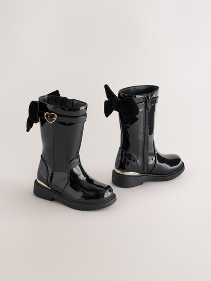 Dsiney Kidz - Black Patent Bow Detail Tall Boots image 1