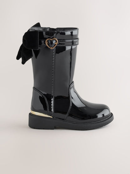 Dsiney Kidz - Black Patent Bow Detail Tall Boots image 2