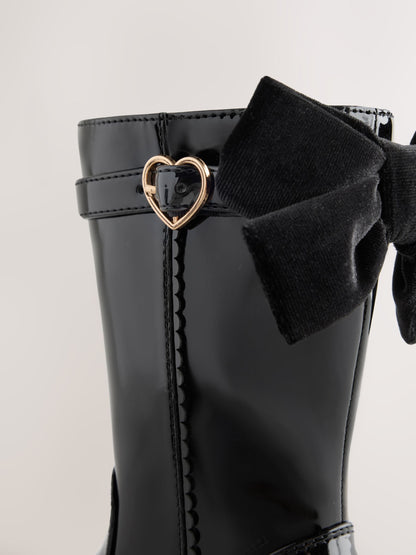Dsiney Kidz - Black Patent Bow Detail Tall Boots image 4