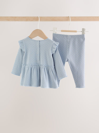 Blue Spot Peplum Top and Leggings Baby Set (0mths-2yrs) - image 2