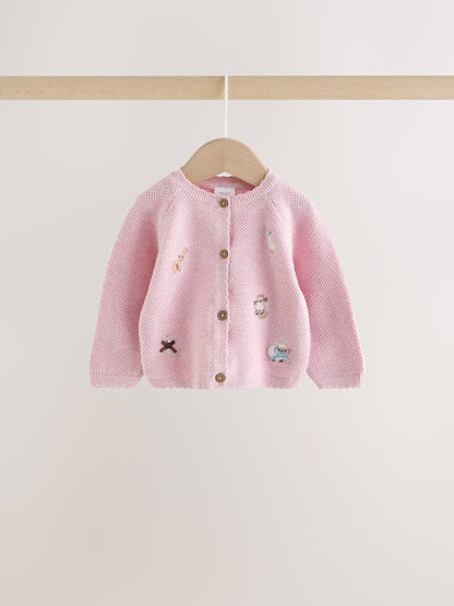 Pink Embroidered Character Baby Cardigan and Leggings Set 2 Piece (0mths-2yrs) - image 3