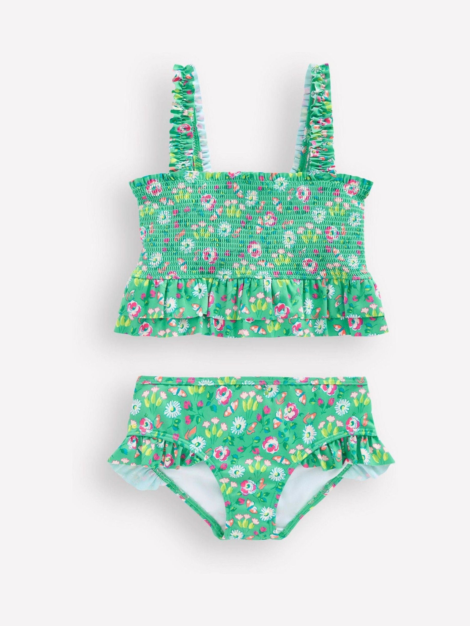 Boden Green Peplum Smocked Bikini image 1