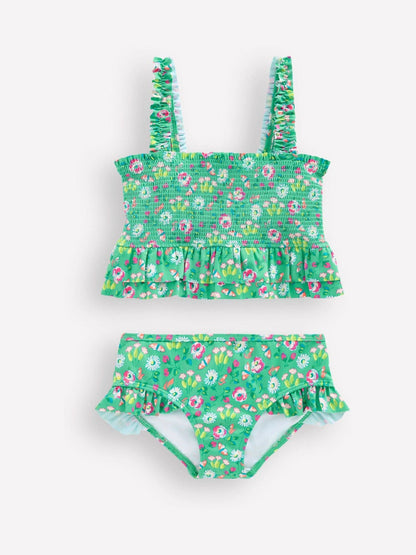 Boden Green Peplum Smocked Bikini image 1