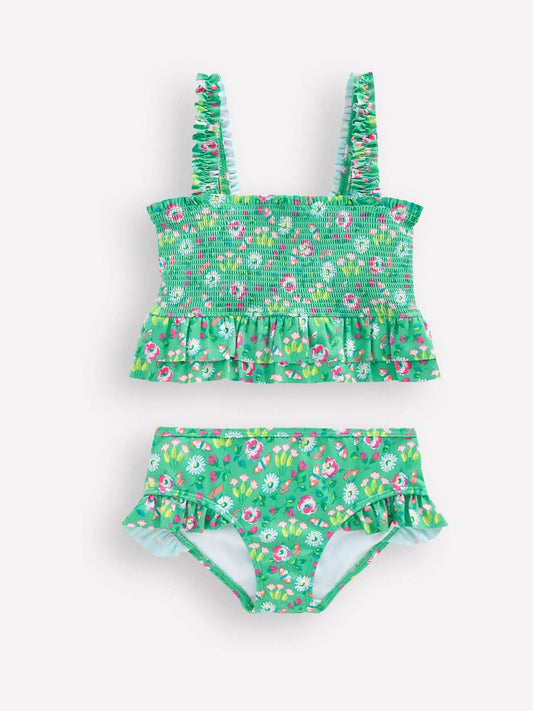 Boden Green Peplum Smocked Bikini image 1
