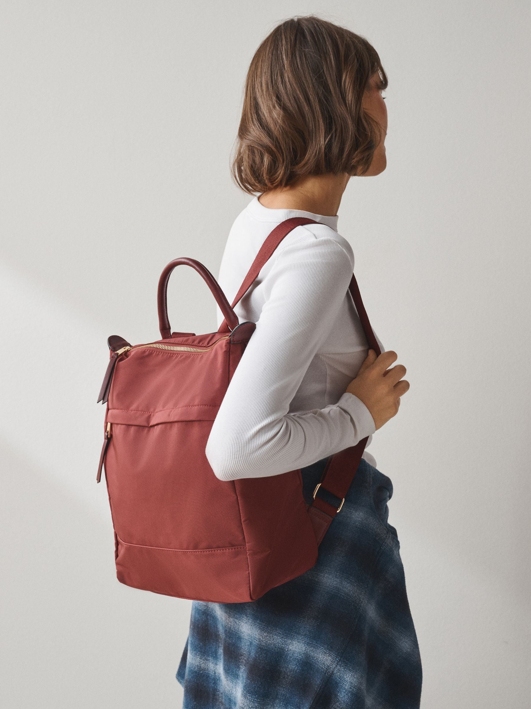 Baurgundy Red Nylon Front Pocket Rucksack image 1
