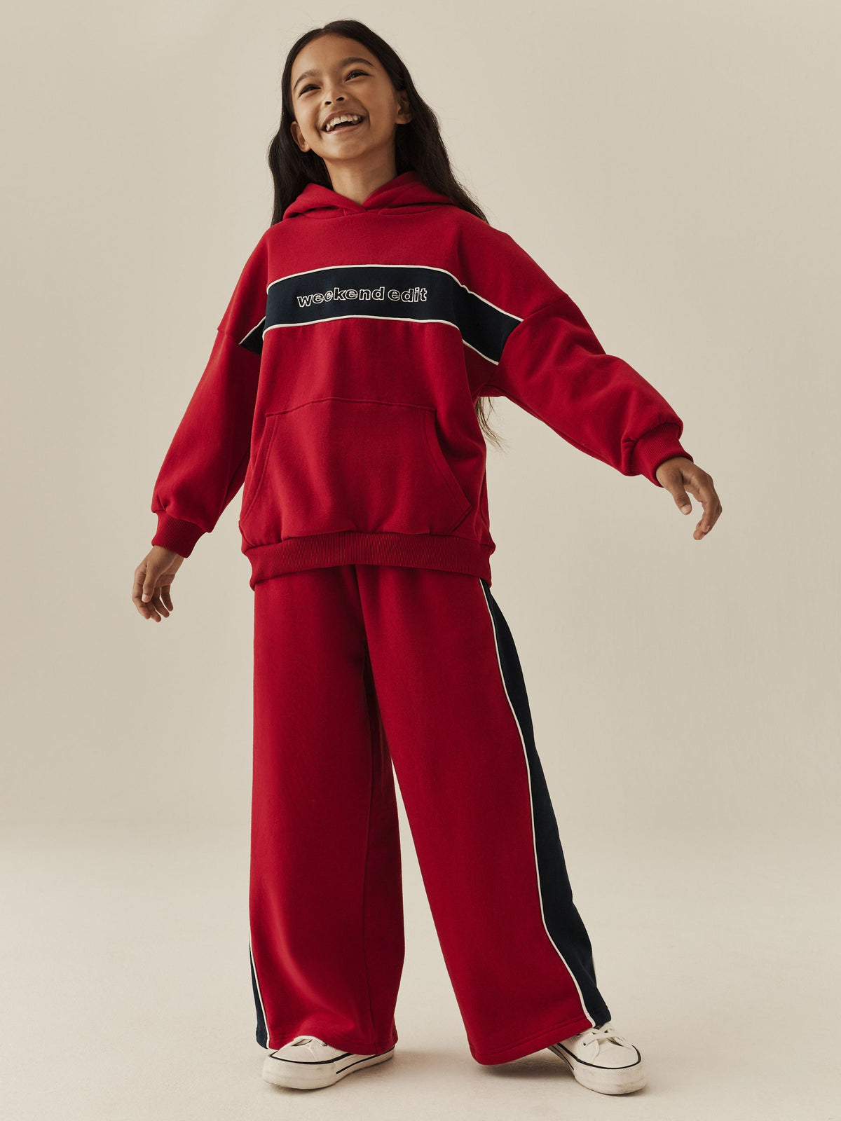 Red Hoodie And Wide Leg Joggers Set (3-16yrs) - image 1
