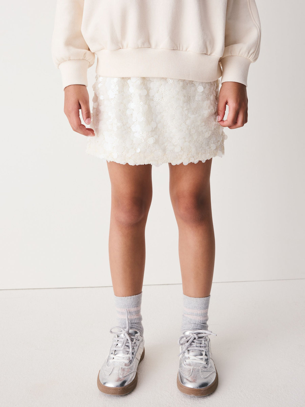 Cream Sequin Heart Sweatshirt and Skirt Set (3-16yrs) - image 5