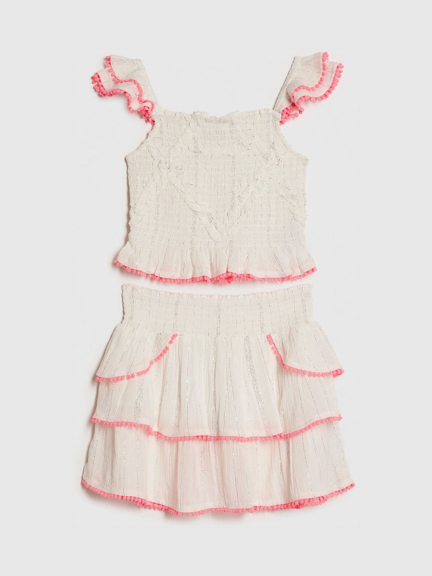 Dsiney Kidz - River Island Cream Shirred Beach Top & Skirt Set image 1