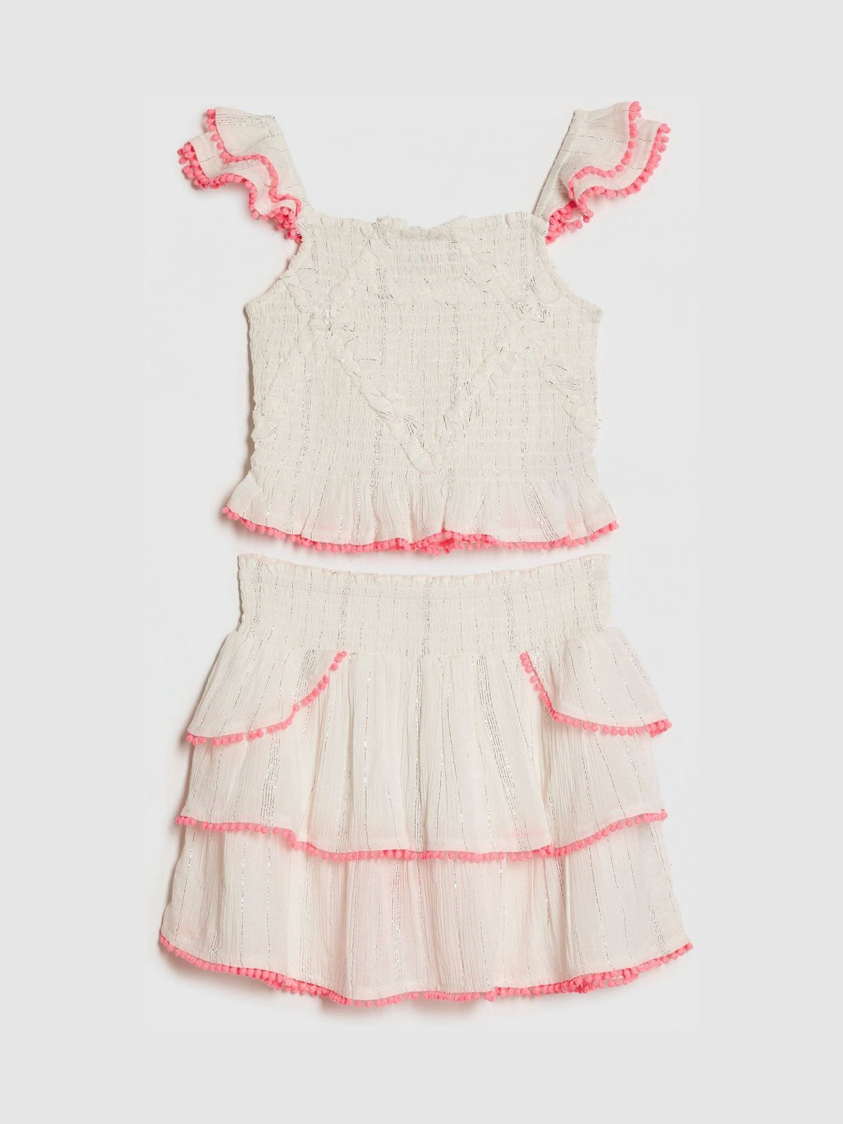 Dsiney Kidz - River Island Cream Shirred Beach Top & Skirt Set image 1