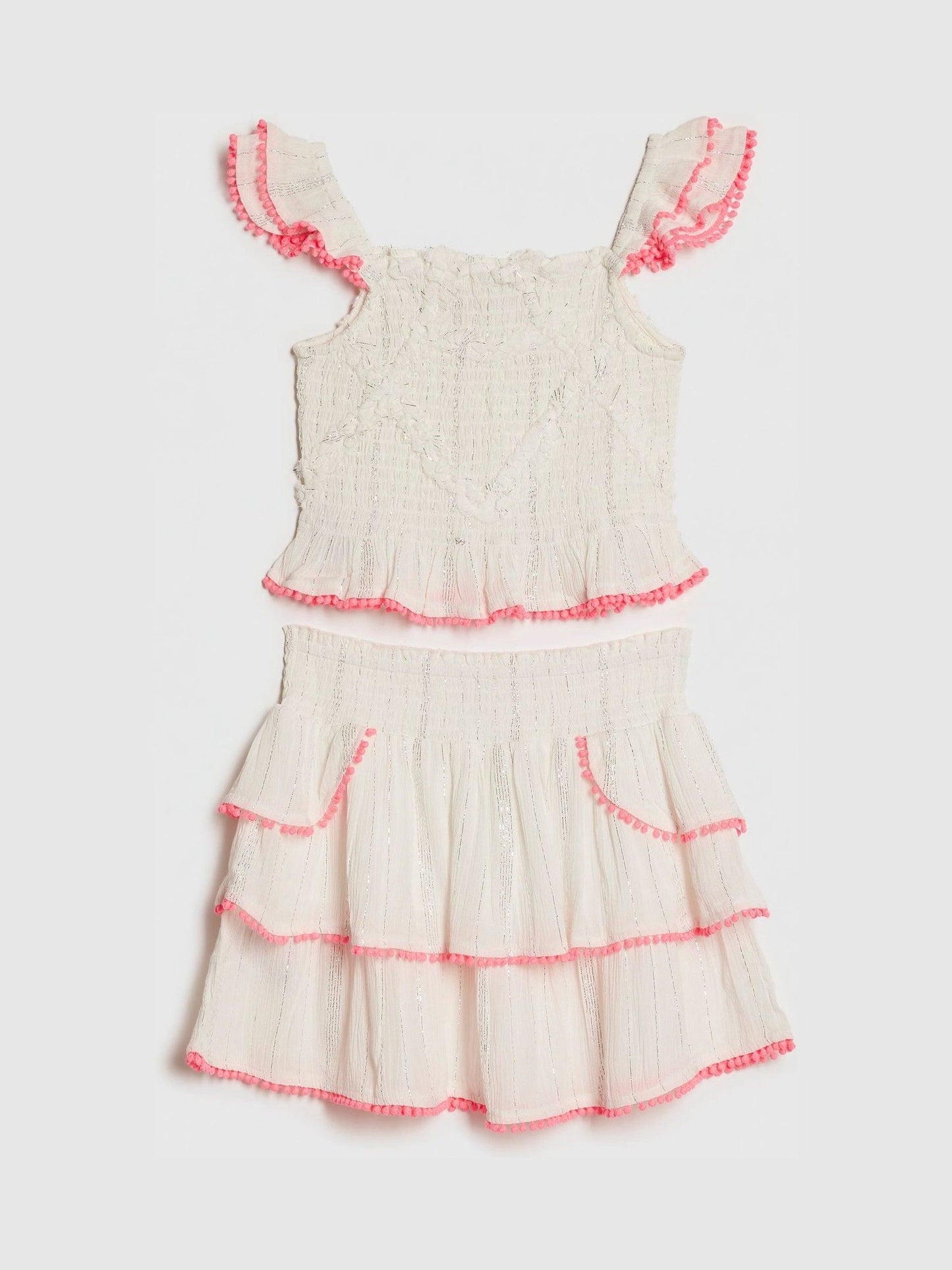 Dsiney Kidz - River Island Cream Shirred Beach Top & Skirt Set image 2