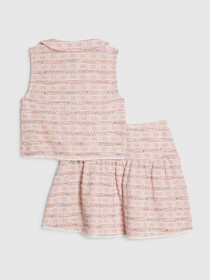 Dsiney Kidz - River Island Pink Boucle Waistcoat & Skirt Set image 2