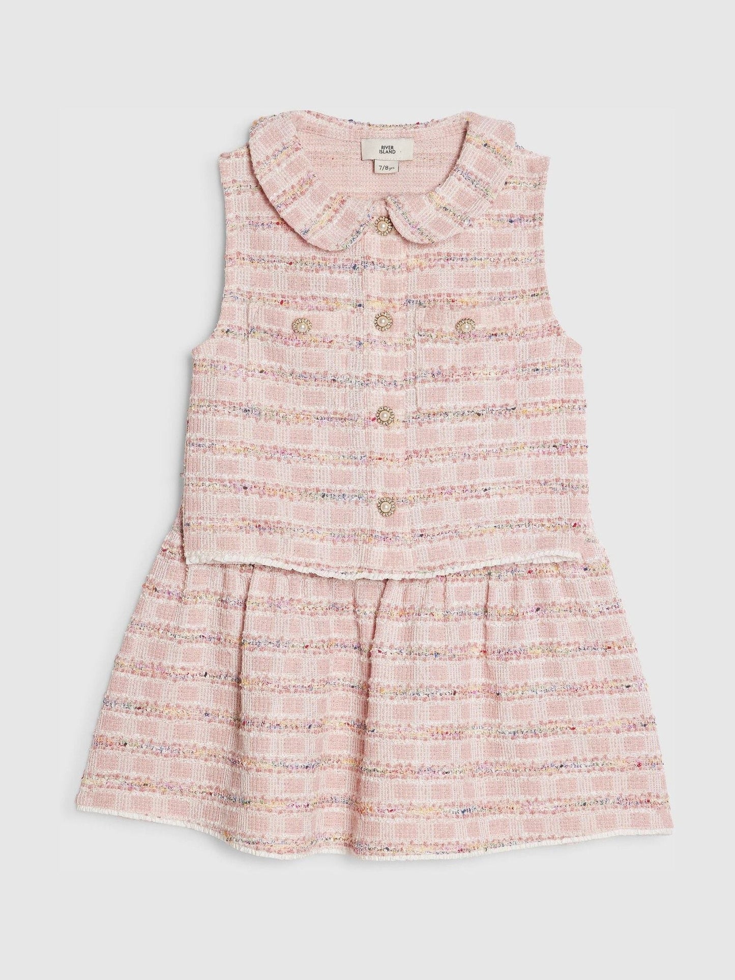 Dsiney Kidz - River Island Pink Boucle Waistcoat & Skirt Set image 3