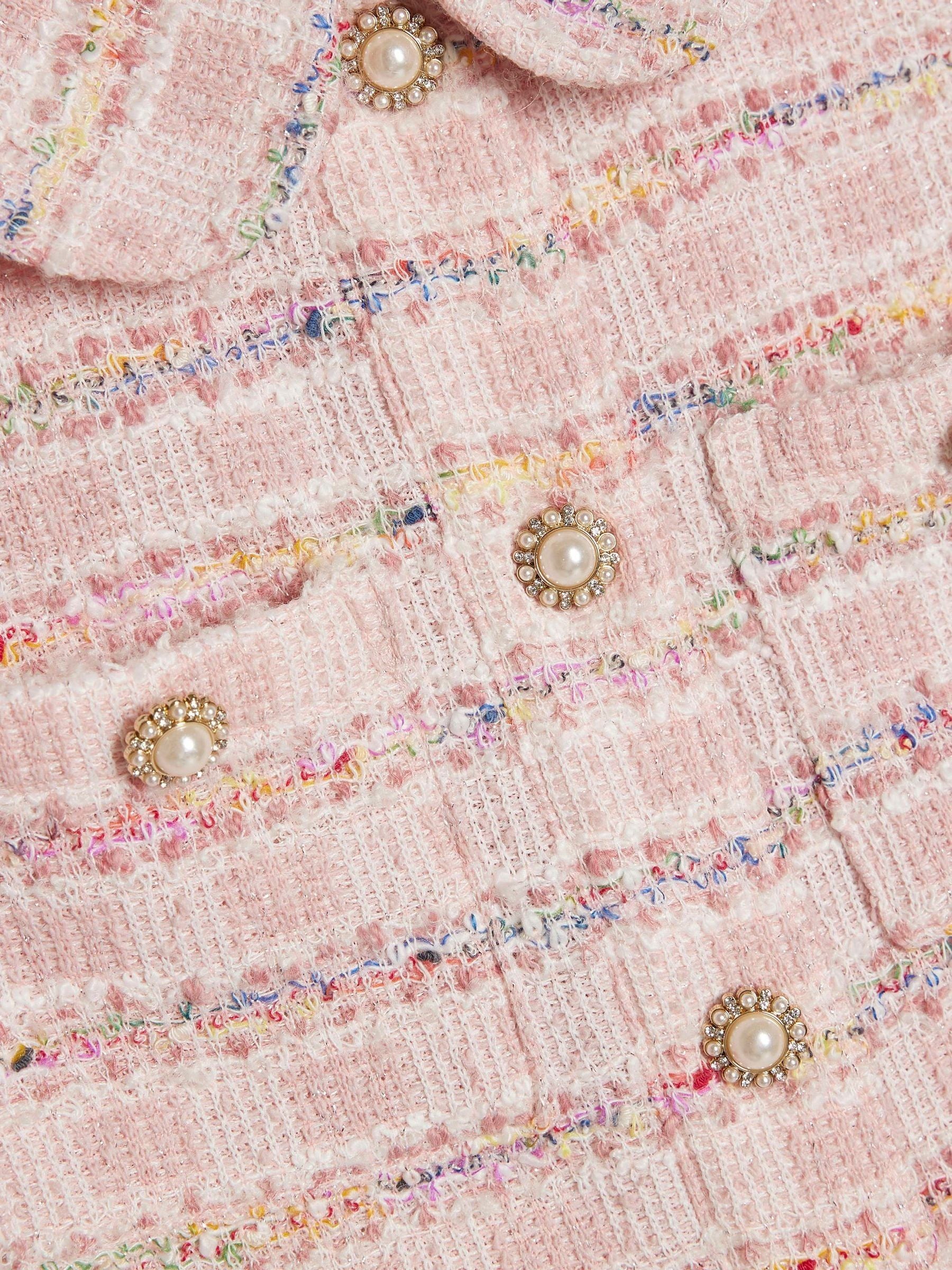 Dsiney Kidz - River Island Pink Boucle Waistcoat & Skirt Set image 5