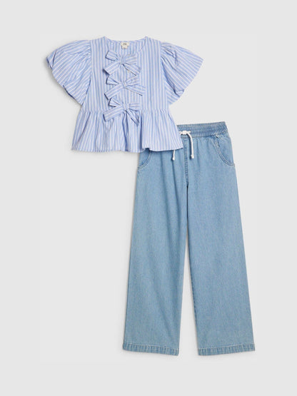 Dsiney Kidz - River Island Blue Seersucker Top & Jeans Set image 1