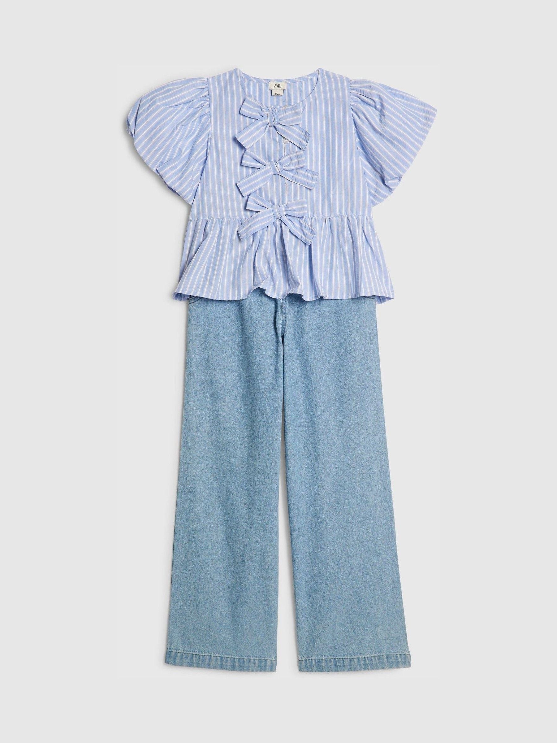 Dsiney Kidz - River Island Blue Seersucker Top & Jeans Set image 3