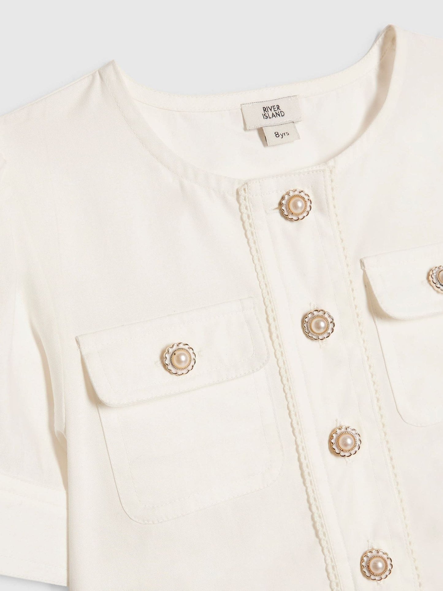 Dsiney Kidz - River Island White Denim Jacket & Broderie Skirt Set image 3
