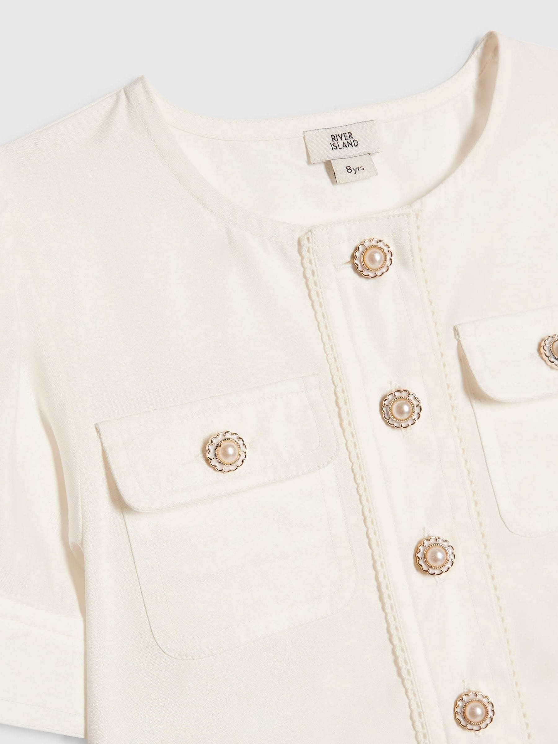 Dsiney Kidz - River Island White Denim Jacket & Broderie Skirt Set image 3