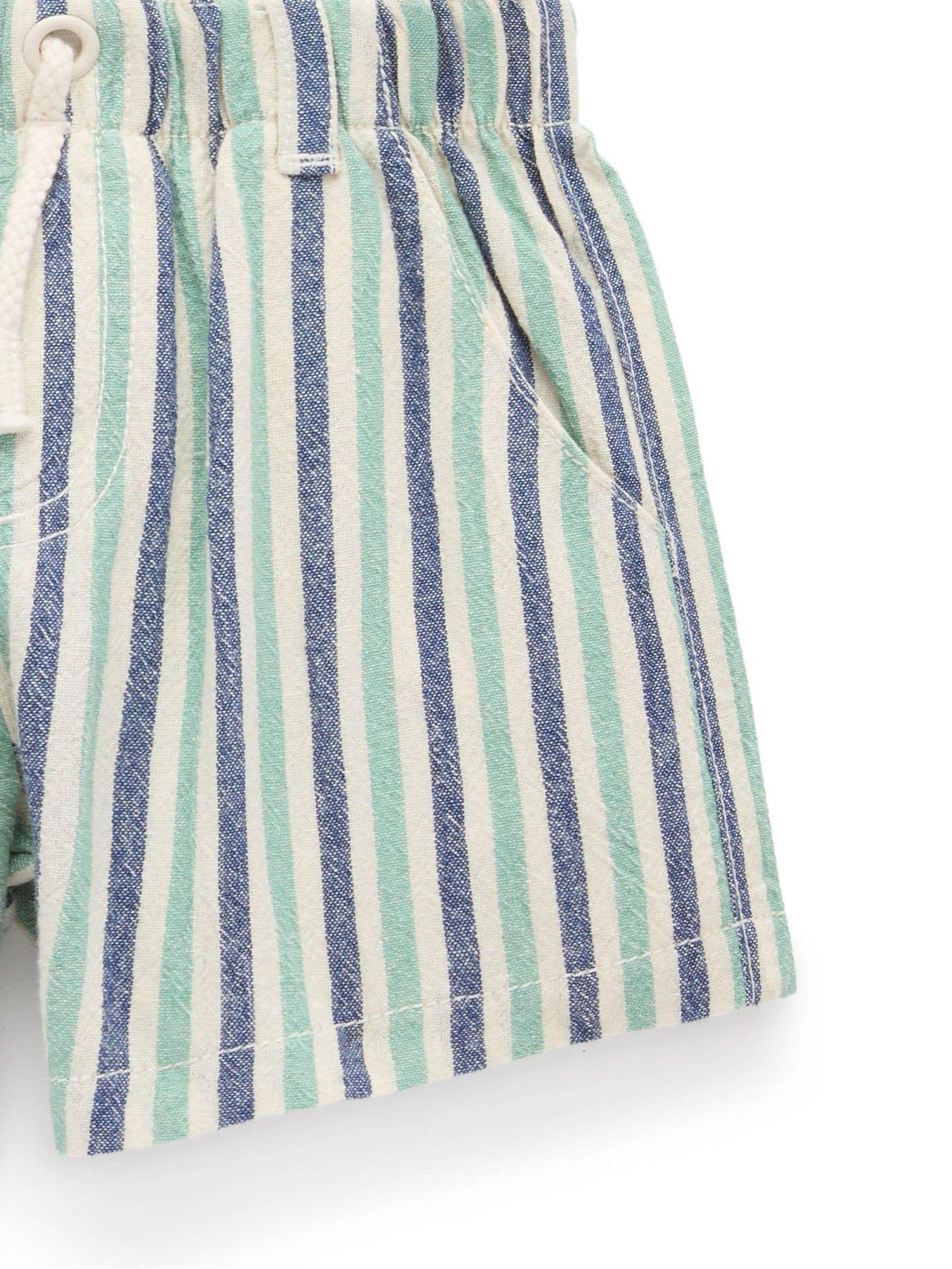 Purebaby Blue Pull On Striped Shorts image 2
