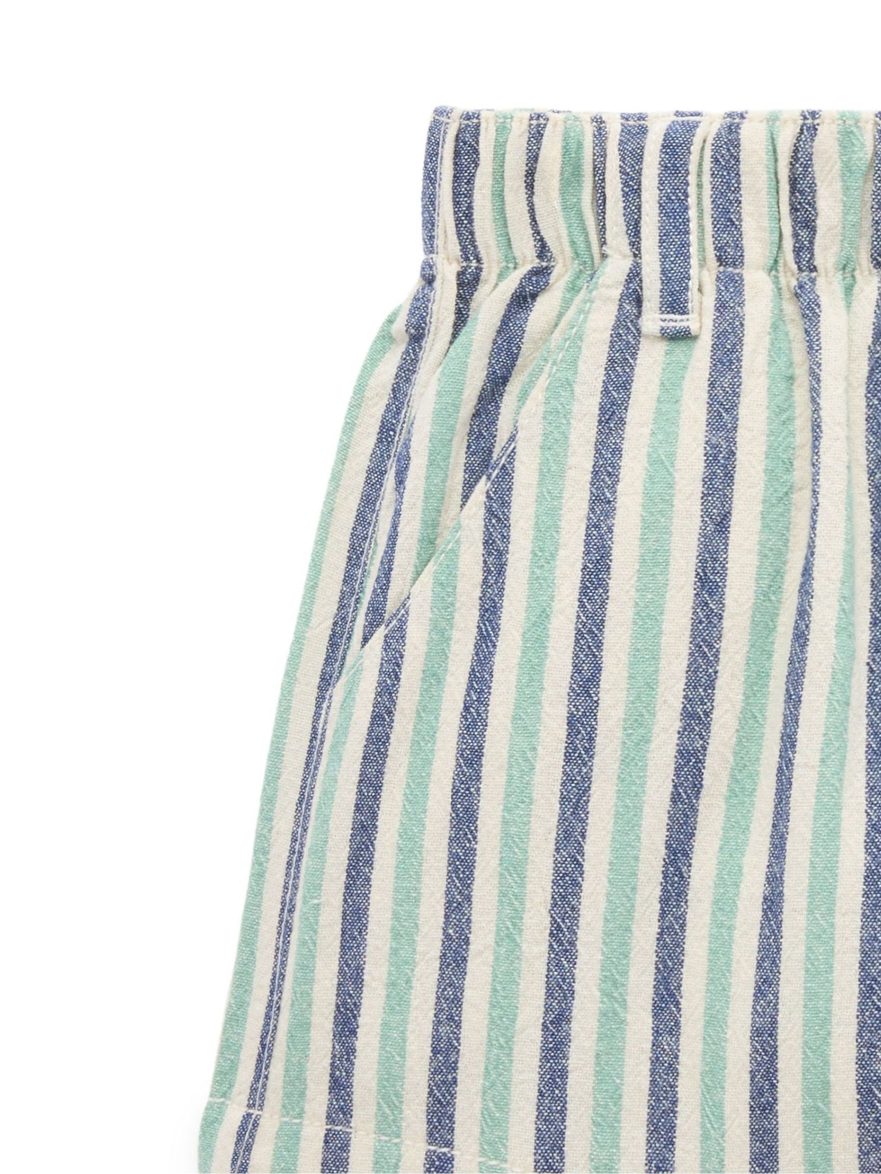 Purebaby Blue Pull On Striped Shorts image 3
