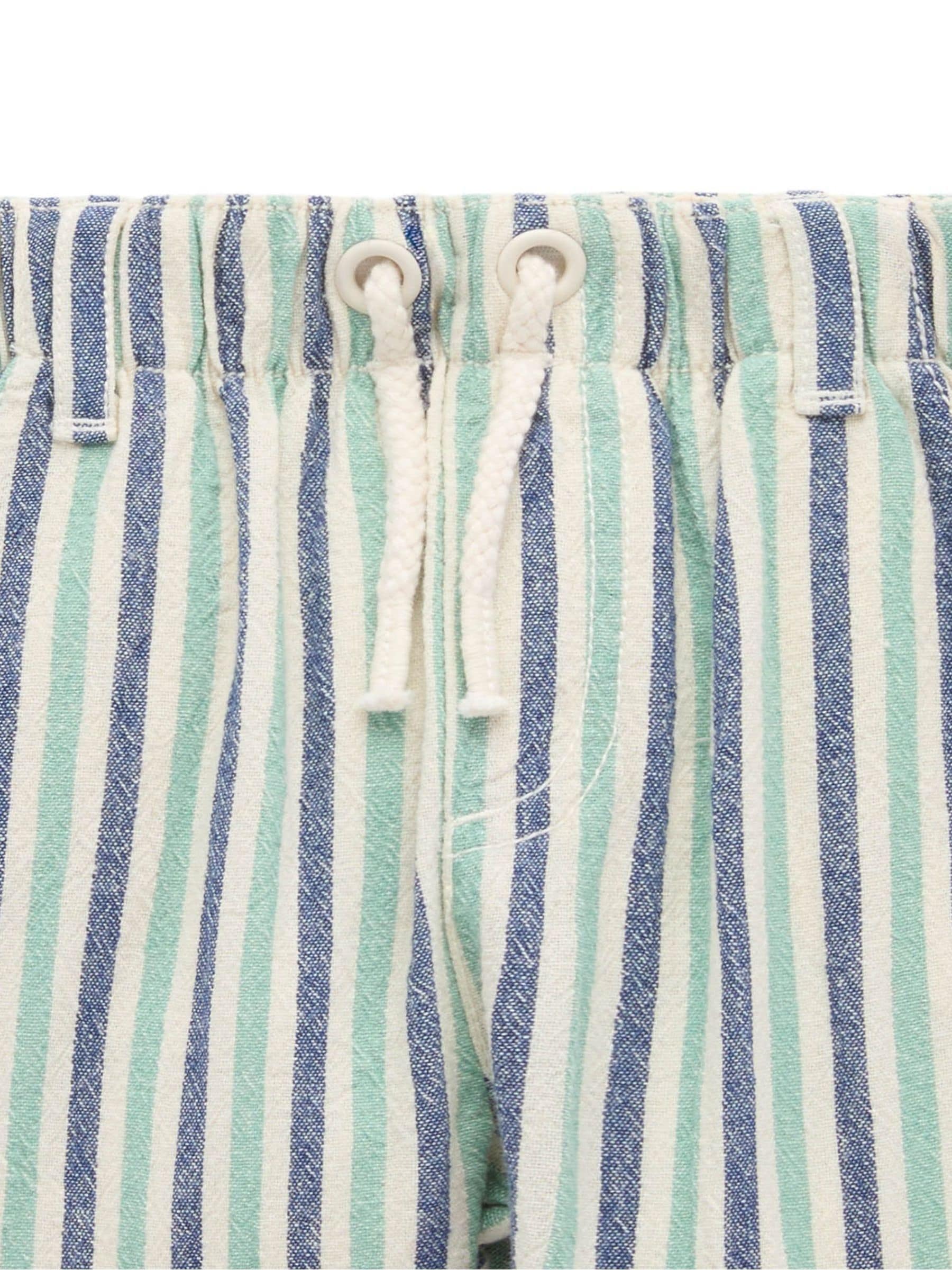 Purebaby Blue Pull On Striped Shorts image 4