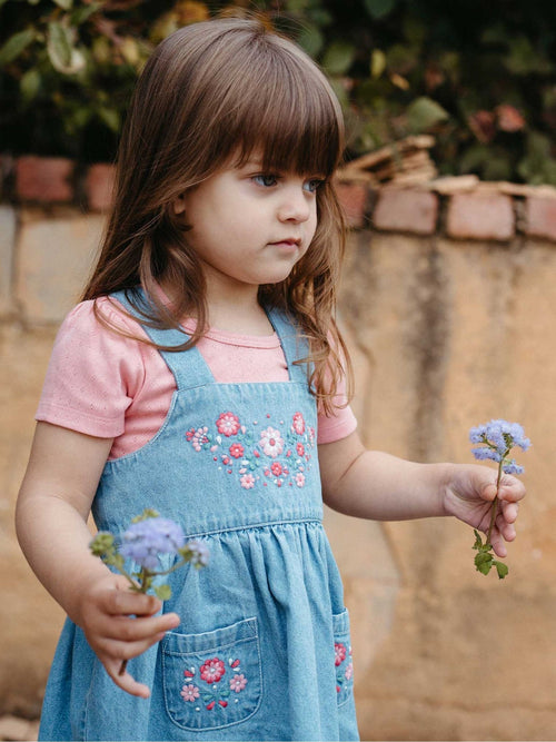 Purebaby Blue Embroidered Pinnie Dress image 1