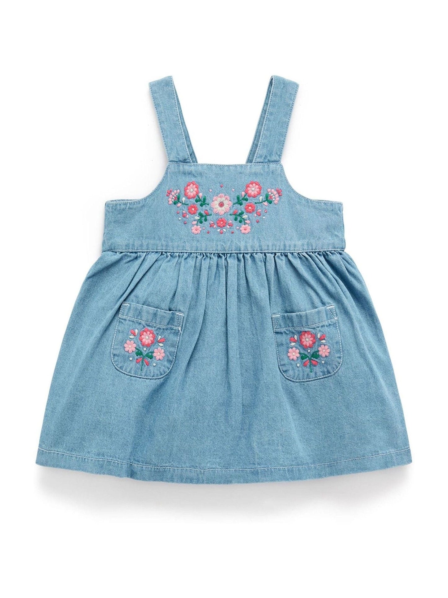 Purebaby Blue Embroidered Pinnie Dress image 2