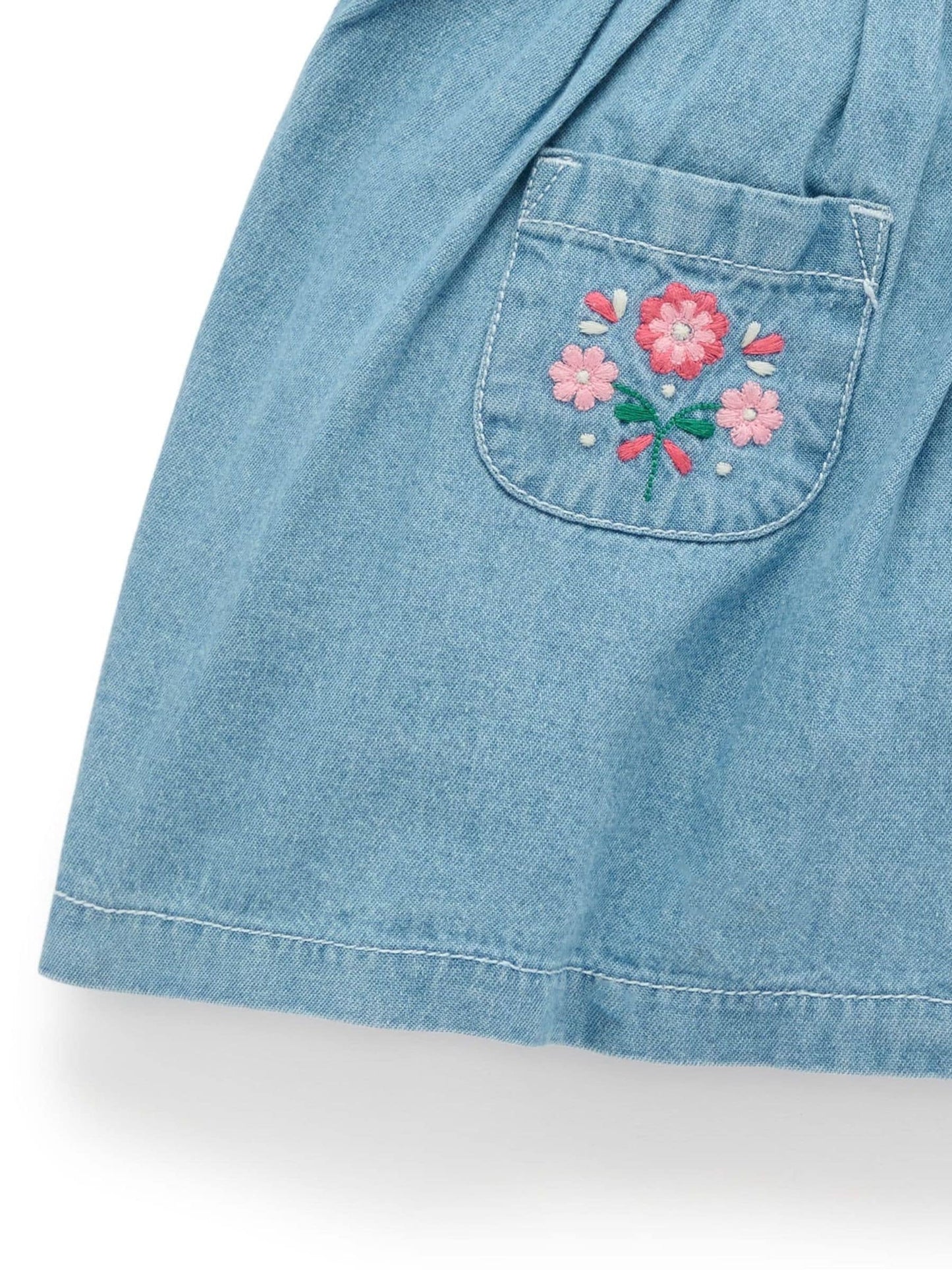 Purebaby Blue Embroidered Pinnie Dress image 4