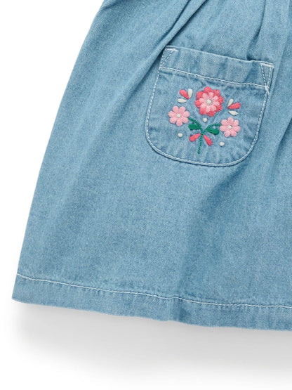 Purebaby Blue Embroidered Pinnie Dress image 4