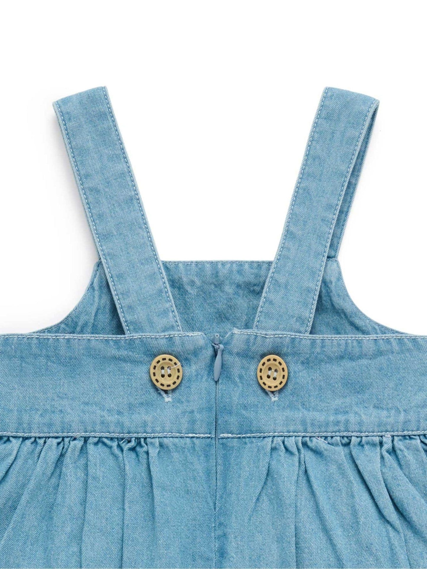 Purebaby Blue Embroidered Pinnie Dress image 6