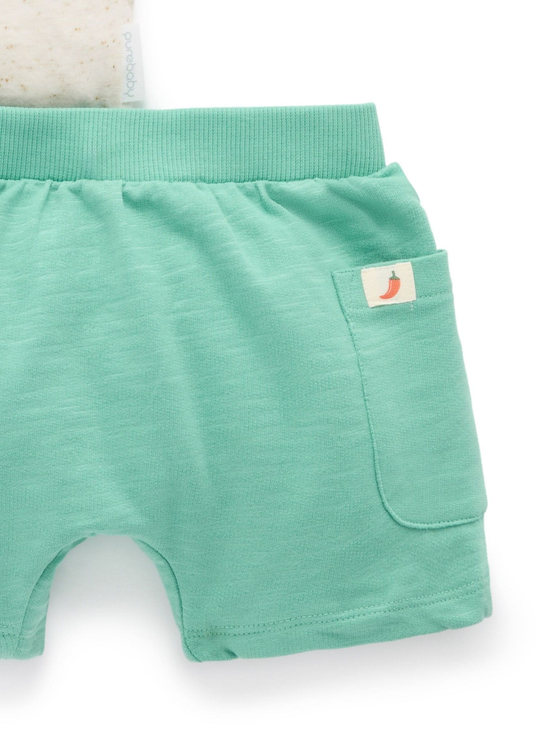 Purebaby Green Small Bites T-Shirt and Shorts Set image 4