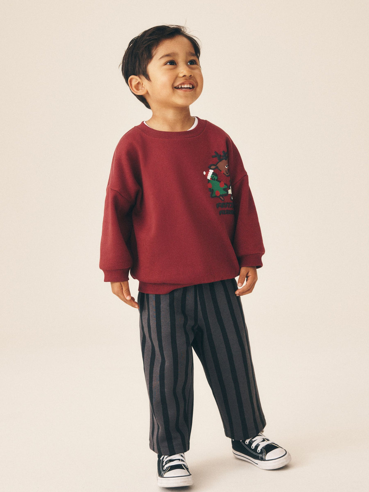 Burgundy Red Christmas Crew Neck Joggers Set (3mths-7yrs) - image 1