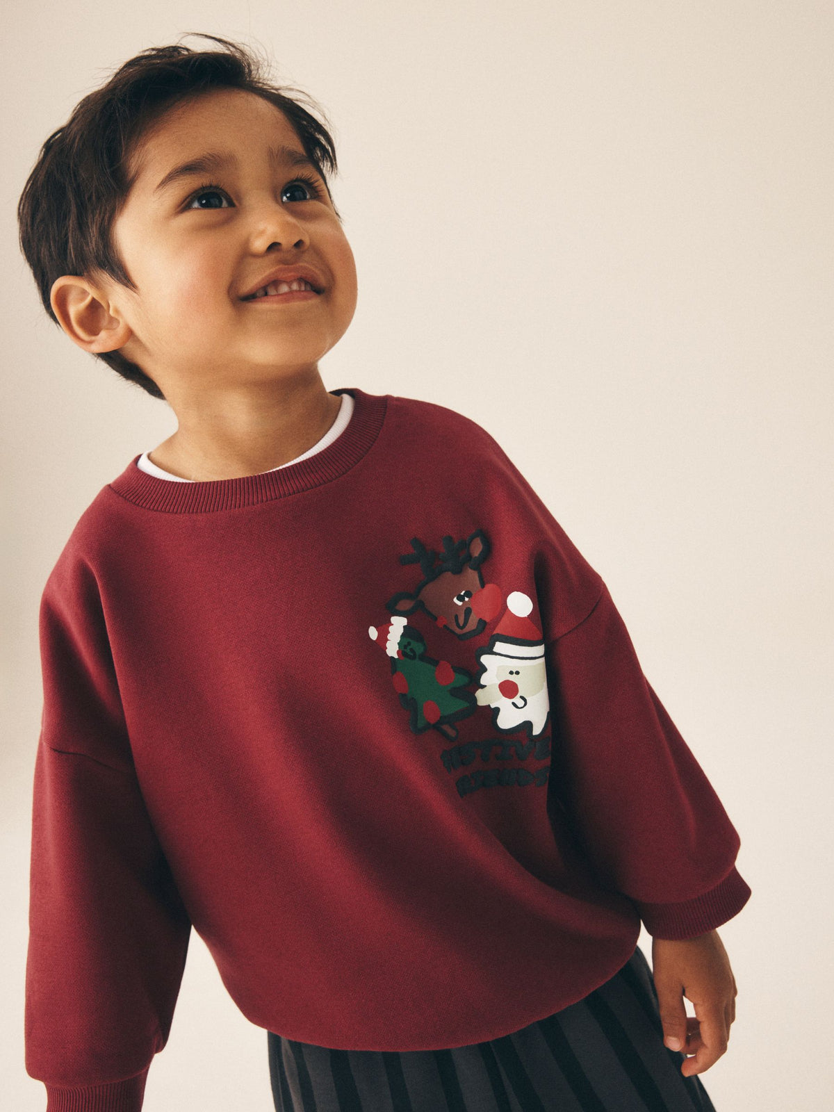 Burgundy Red Christmas Crew Neck Joggers Set (3mths-7yrs) - image 3