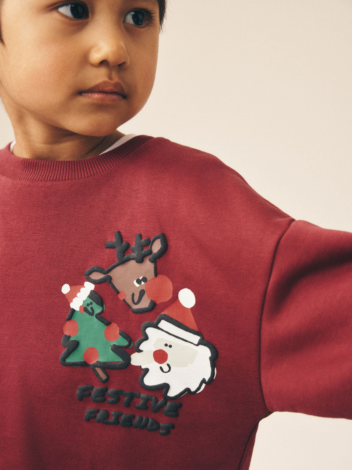 Burgundy Red Christmas Crew Neck Joggers Set (3mths-7yrs) - image 4