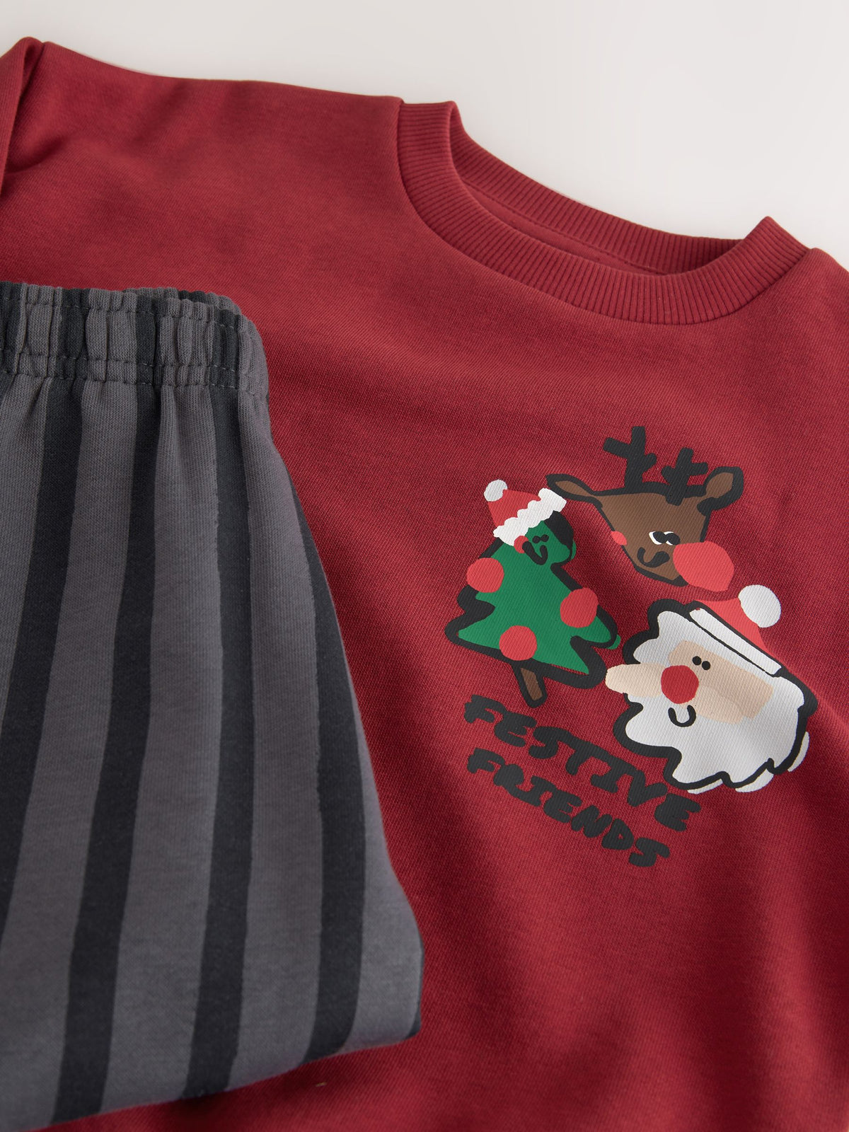 Burgundy Red Christmas Crew Neck Joggers Set (3mths-7yrs) - image 9