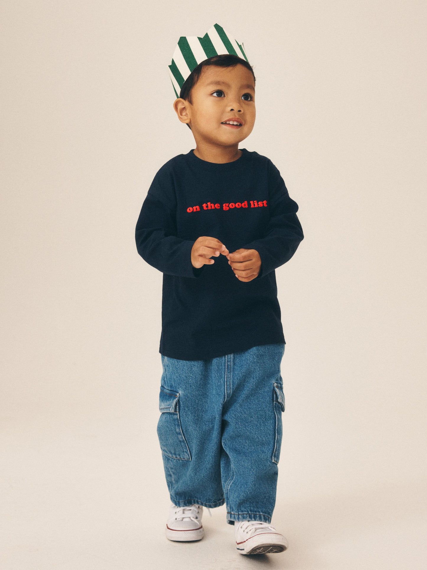 Dsiney Kidz - Navy on the good list Slogan Long Sleeve Christmas T-Shirt (3mths-7yrs) image 2
