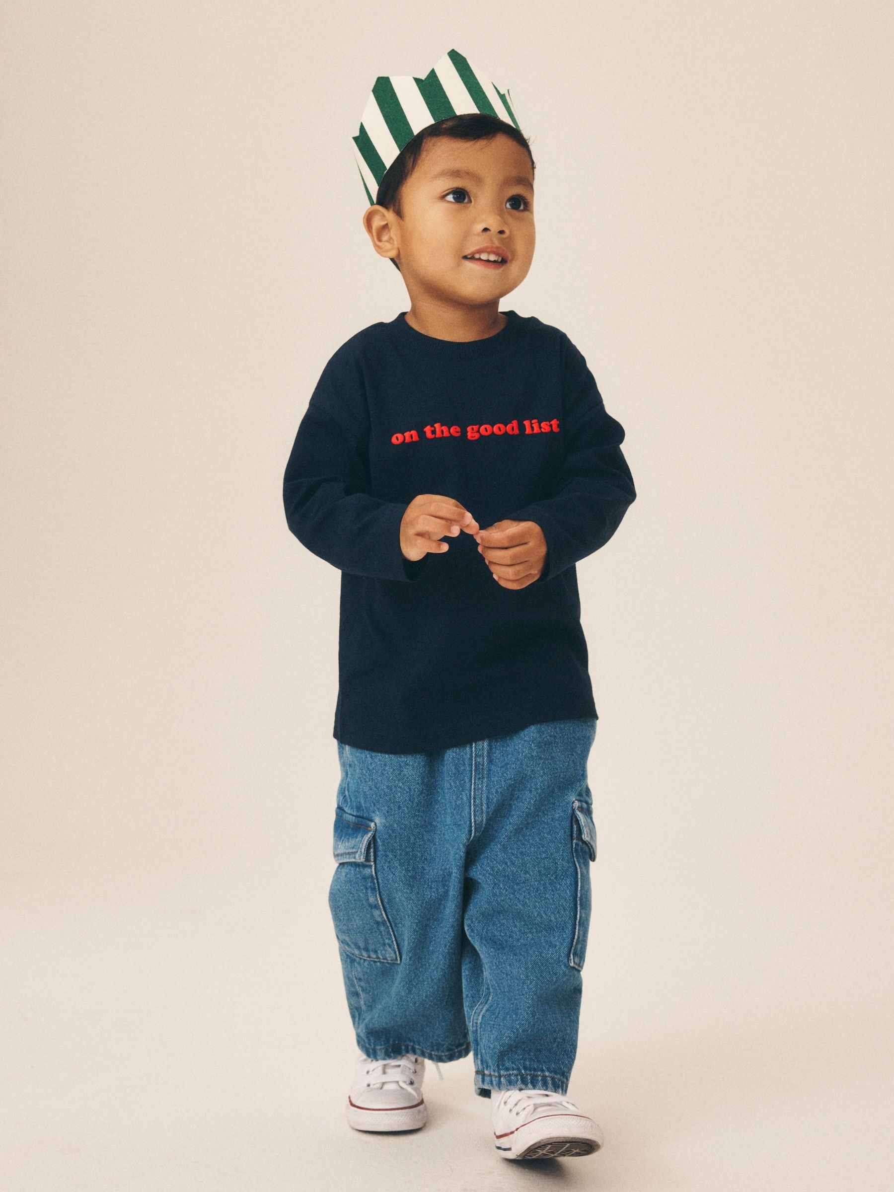 Dsiney Kidz - Navy on the good list Slogan Long Sleeve Christmas T-Shirt (3mths-7yrs) image 2