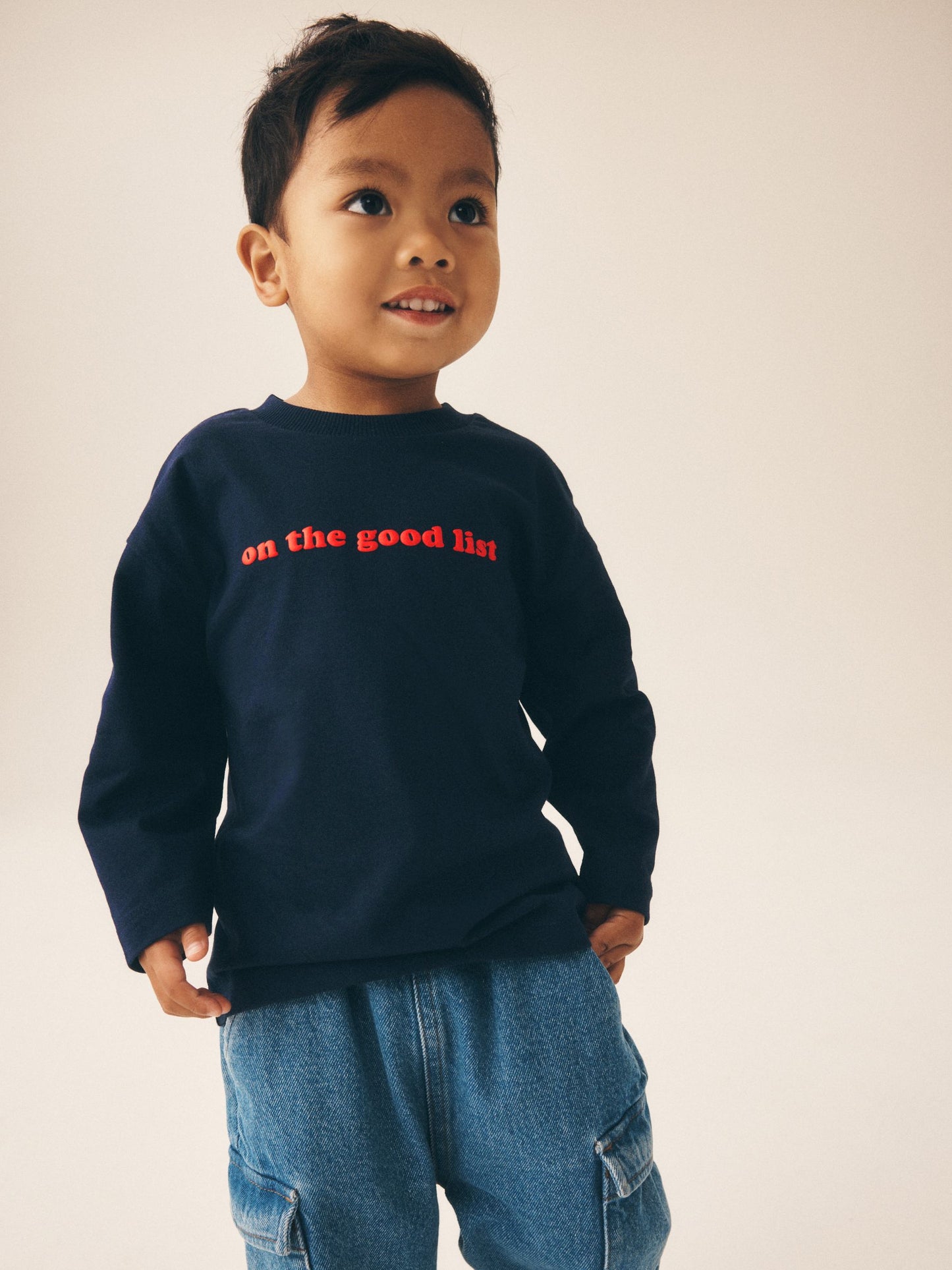 Dsiney Kidz - Navy on the good list Slogan Long Sleeve Christmas T-Shirt (3mths-7yrs) image 4