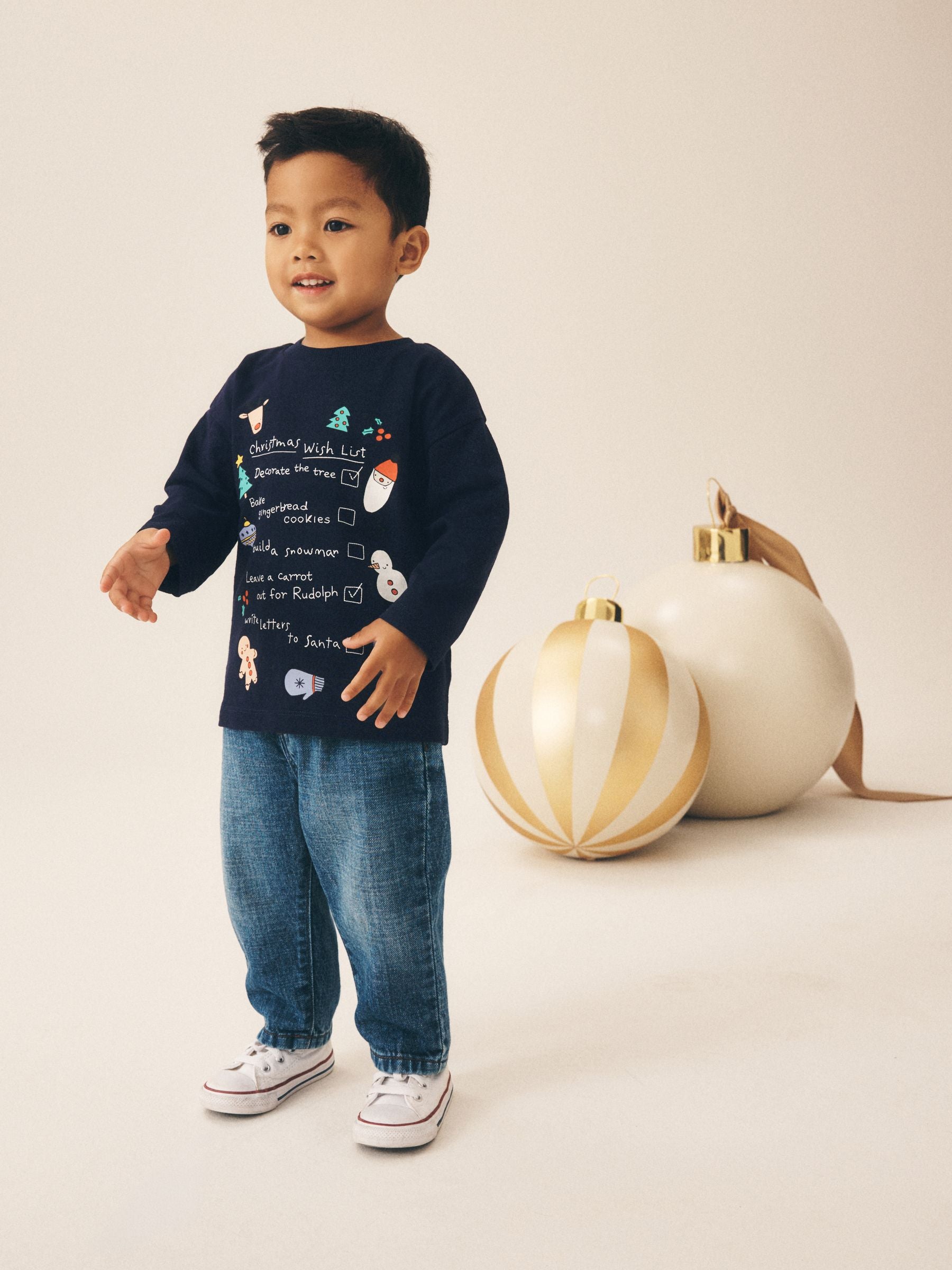 Dsiney Kidz - Navy Christmas Wish List Long Sleeve Christmas T-Shirt (3mths-7yrs) image 2