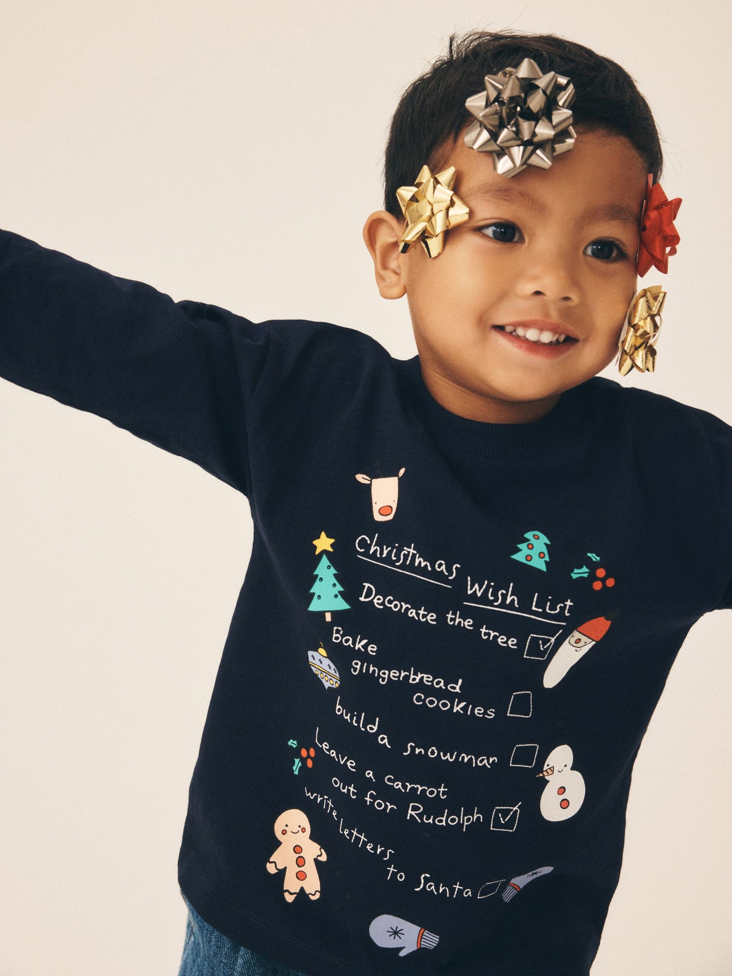 Dsiney Kidz - Navy Christmas Wish List Long Sleeve Christmas T-Shirt (3mths-7yrs) image 5